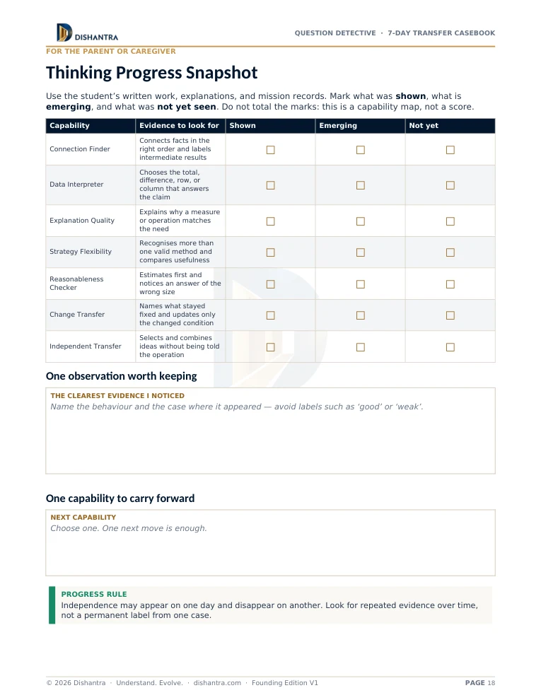 Sample page 18 from Question Detective — 7-Day Transfer Casebook