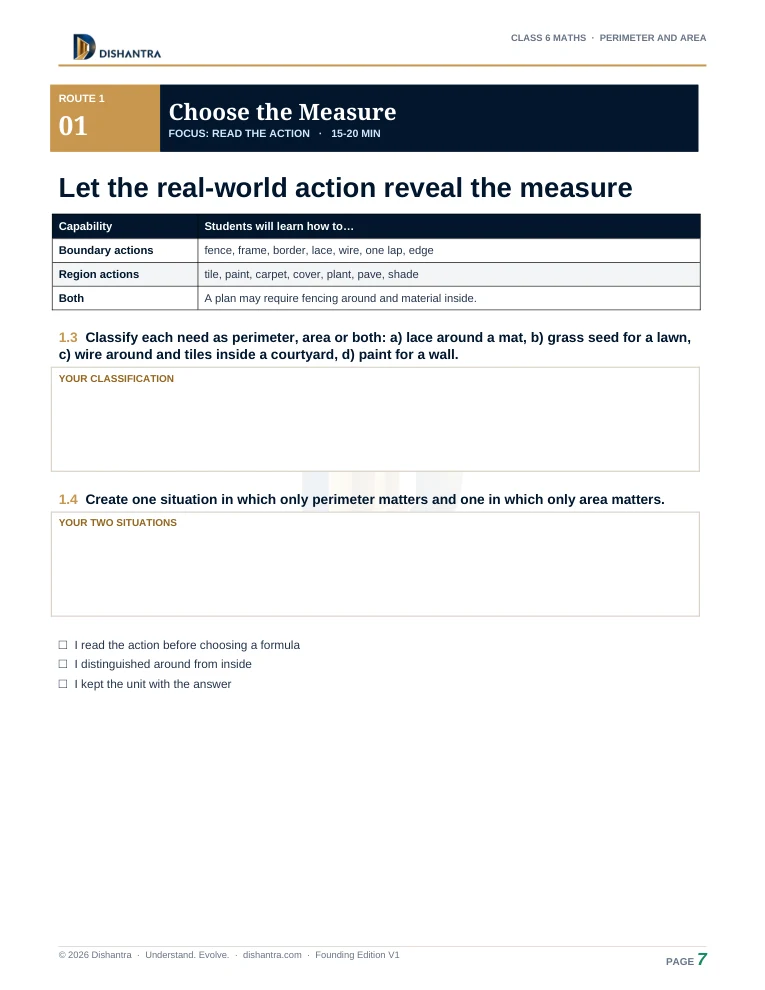 Sample page 7 from Perimeter and Area
