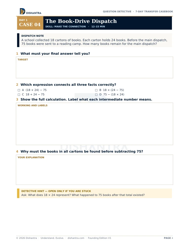 Sample page 4 from Question Detective — 7-Day Transfer Casebook