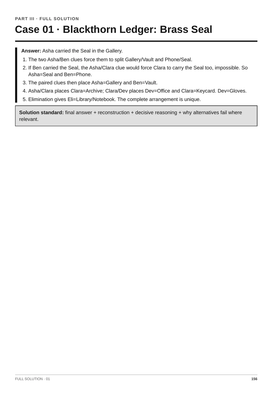 Sample solution page from The Hard Case Files