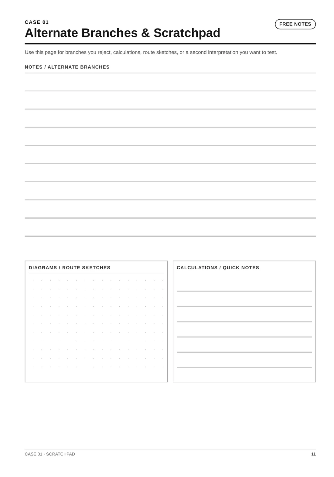 Sample investigator workspace from The Hard Case Files